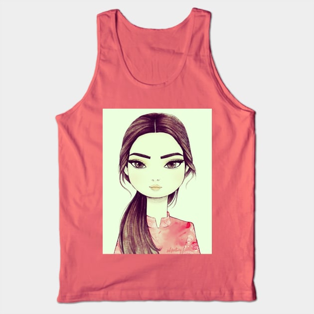 Japanese Sushi Girl Tank Top by solfortuny